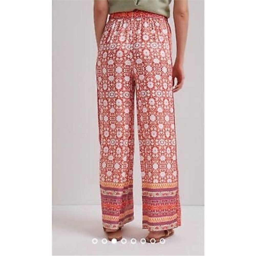 NEW Anthropologie Vale Orange/Pink Patterned Wide Leg Boho Palazzo Pants - Picture 3 of 14